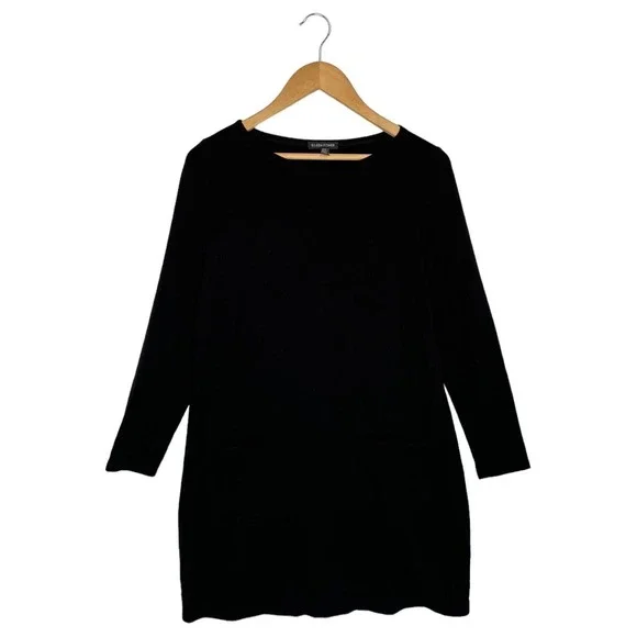 chinese dress ladies Eileen Fisher Tops | Eileen Fisher Stretch Silk Bateau Neck Tunic Black | Color: Black | Size: S main image 1